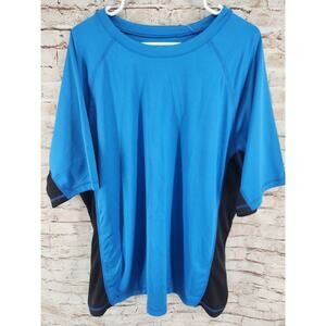 Kanu Surf Men's Rash Guard Short Sleeve Swim Shirt Neon Blue Size XXL NWT